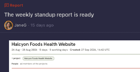 Standup report delivered!